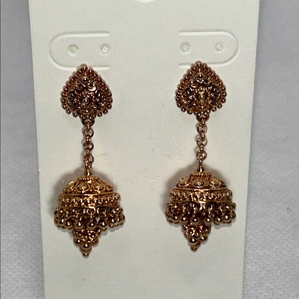 NWOT Rose Gold Plated Bronze Tassel Earrings By Designer PAJ